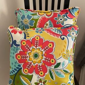 Pair of 15 1/2 “x 15 1/2” outdoor colorful pillows